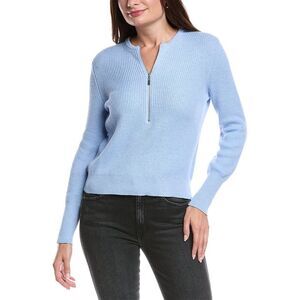 Forte Cashmere Womens Zip Henley Sweater, Purple